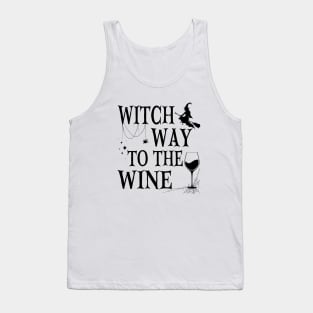 Witch Way To The Wine Funny Halloween Witch Wine Drinker Tank Top